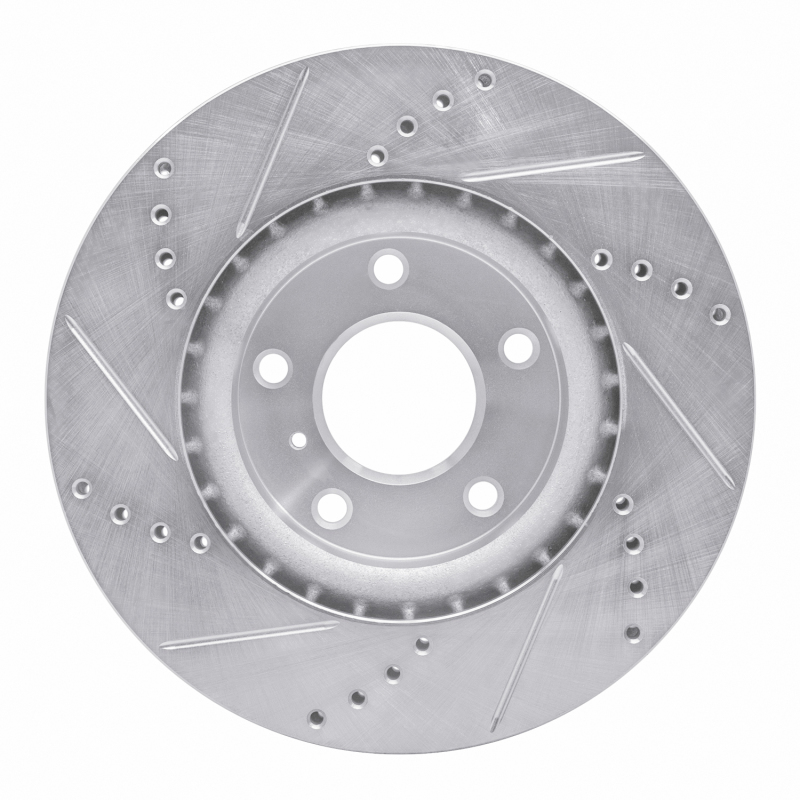 Infiniti G35 Brake Rotor (1) - Front Right - R1 Concepts - Drilled & Slotted - Silver - `03-`05